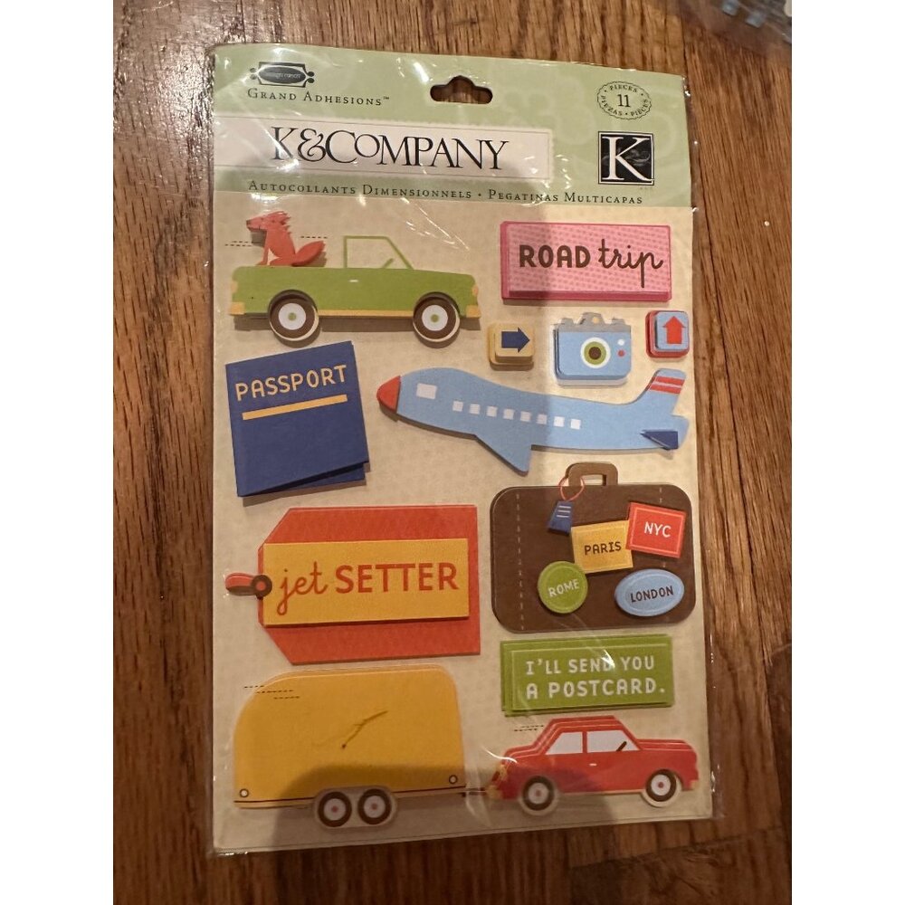 K&COMPANY SCRAPBOOK STICKER TRAVEL AIRPLANE VACATION SCRAPBOOKING